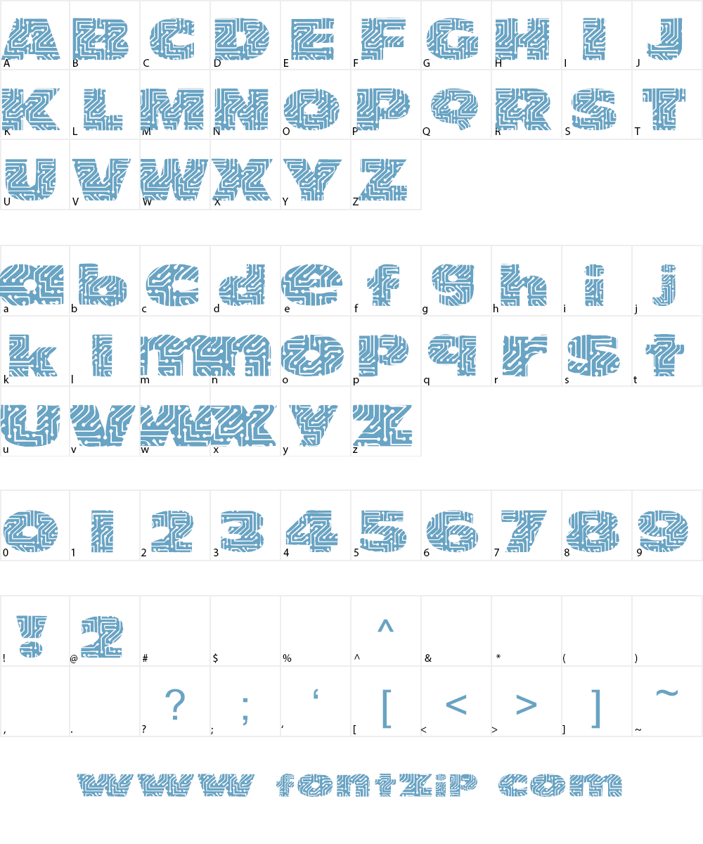 101! Circuit Board Font Character